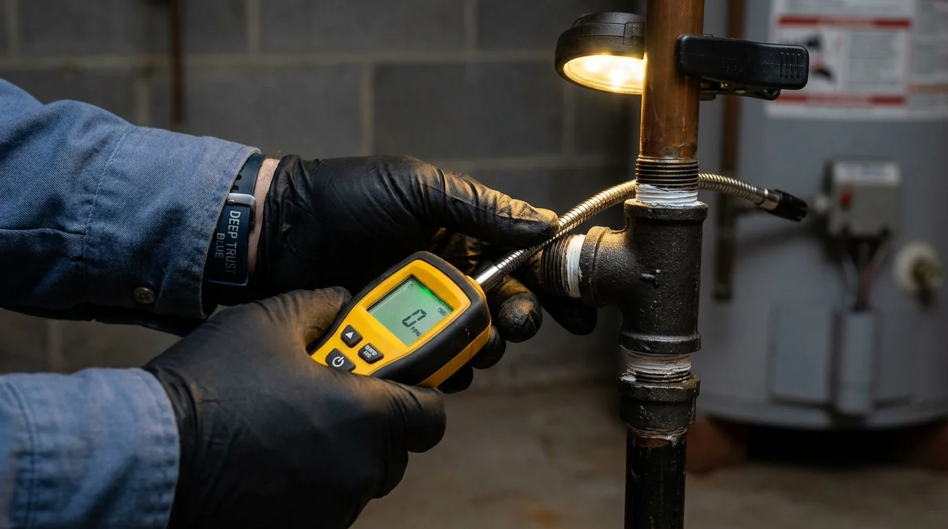Gas leak detection with electronic sniffer by Johns Plumbing LLC in Haddonfield