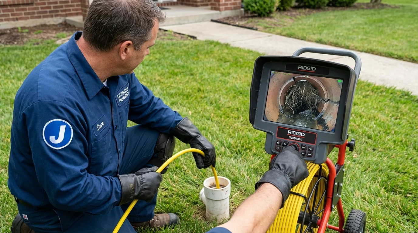 Sewer camera inspection being performed by Johns Plumbing LLC in Haddonfield
